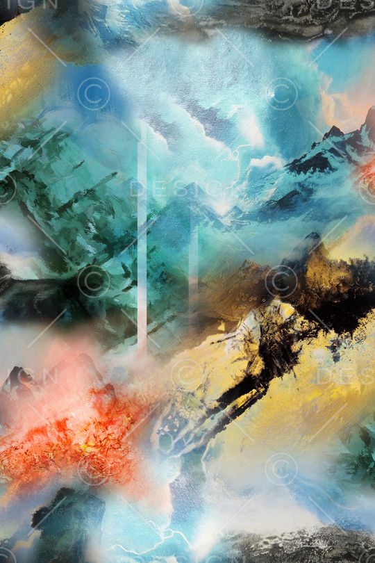 抽象油画印花华亿平台图片