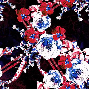 709741-抽象裂玻璃花卉黑