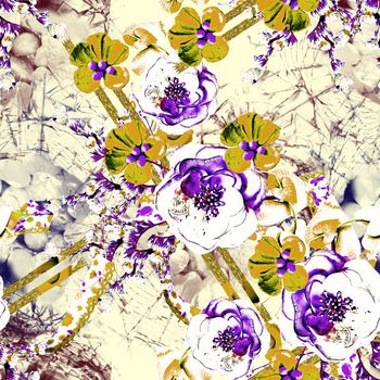 709743-抽象裂玻璃花卉黄