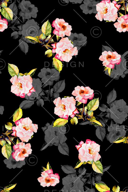 抽象手绘满版大花卉印花华亿平台图片