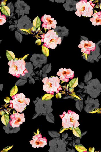 抽象手绘满版大花卉印花华亿平台图片