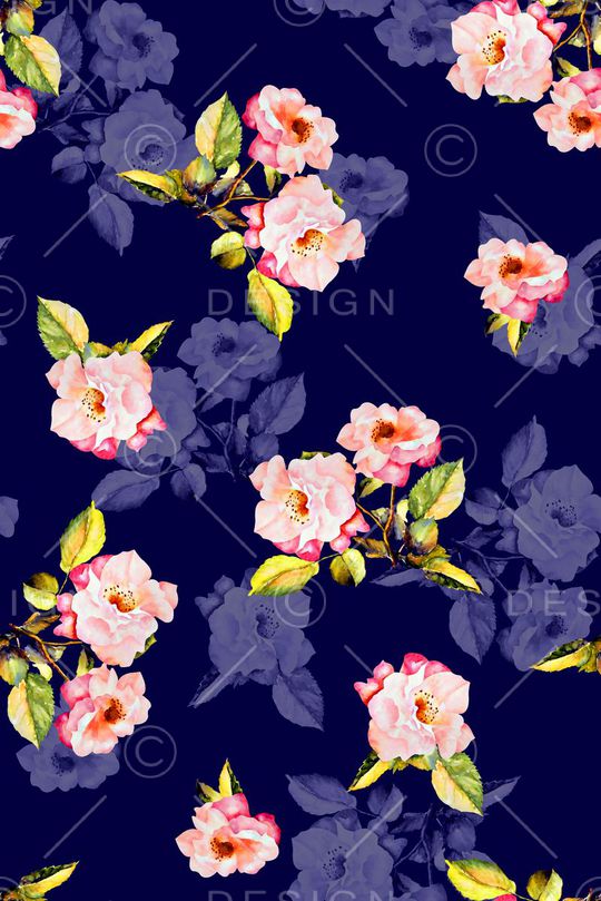 抽象手绘满版大花卉印花华亿平台图片