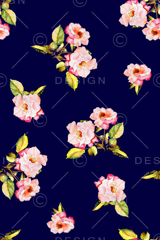 抽象手绘满版大花卉印花华亿平台图片