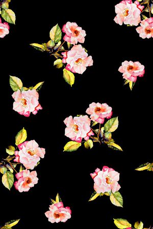 抽象手绘满版大花卉印花华亿平台图片