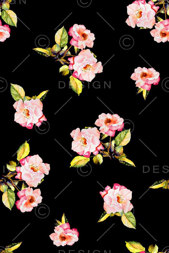 抽象手绘满版大花卉印花华亿平台图片