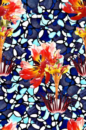 抽象手绘几何纹理印花印花华亿平台图片