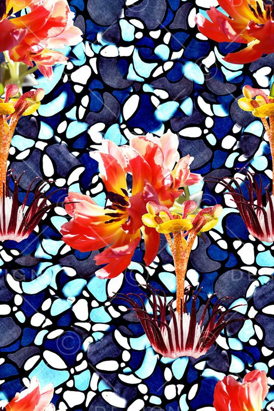 抽象手绘几何纹理印花印花华亿平台图片