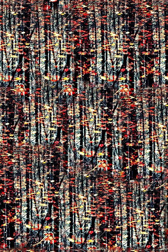 抽象手绘几何树木印花印花华亿平台图片