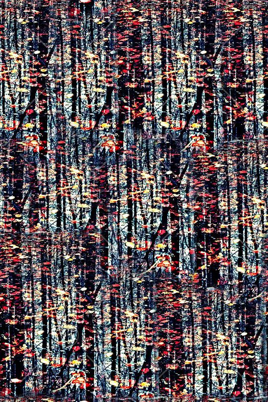 抽象手绘几何树木印花印花华亿平台图片