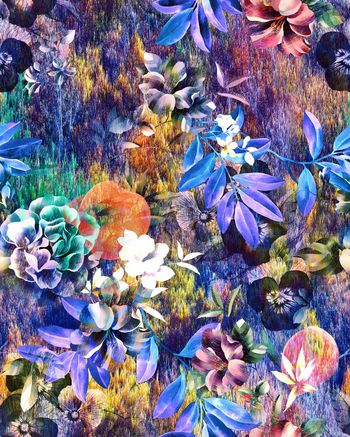 抽象花卉印花华亿平台图片