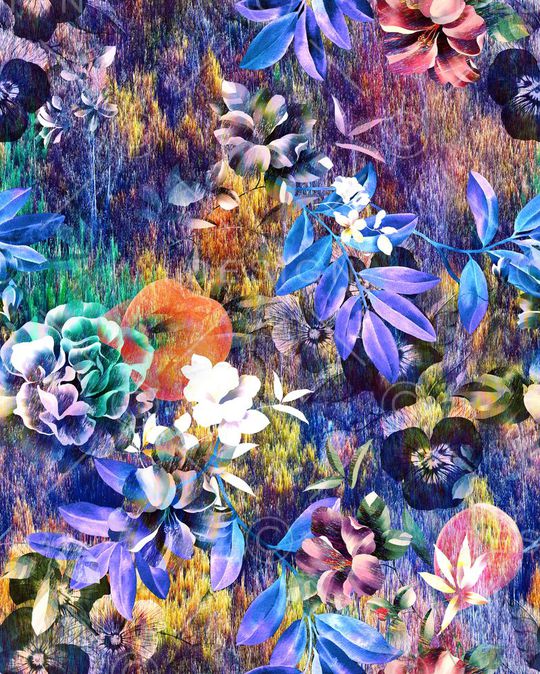 抽象花卉印花华亿平台图片