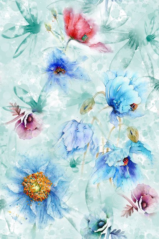 水彩花卉印花华亿平台图片