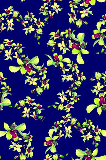 抽象手绘满版花卉印花华亿平台图片