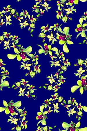 抽象手绘满版花卉印花华亿平台图片