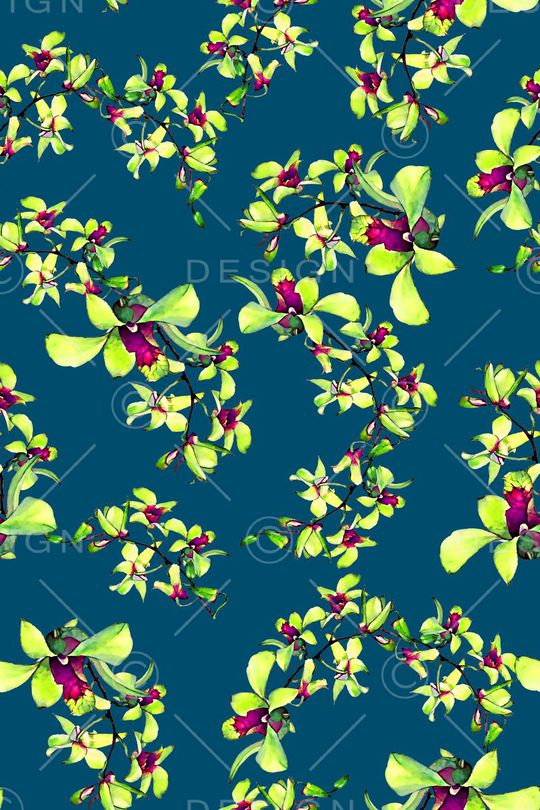 抽象手绘满版花卉印花华亿平台图片