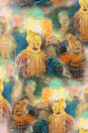 兵马俑印花华亿平台图片