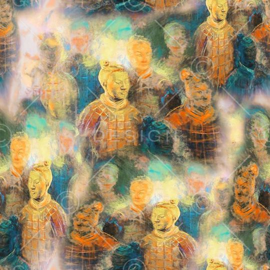 兵马俑印花华亿平台图片