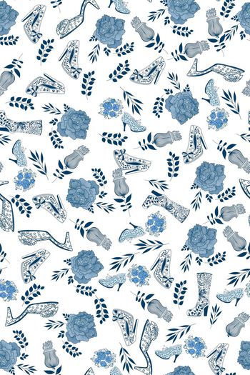 710748-唯美小碎花鞋子蓝