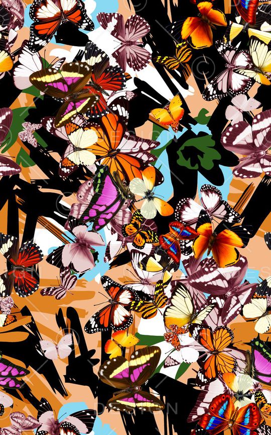 蝴蝶印花华亿平台图片