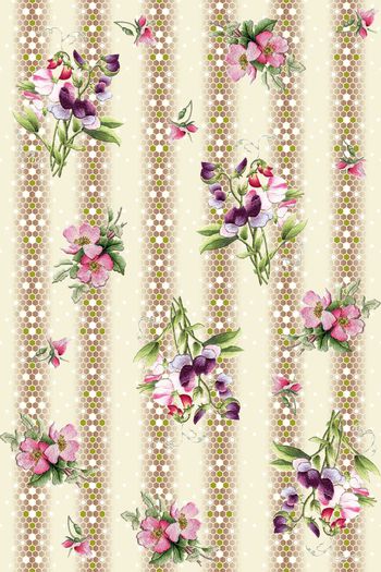 710842-几何竖条底纹刺绣花朵