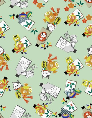 710845-卡通小老虎猫叼福鼓