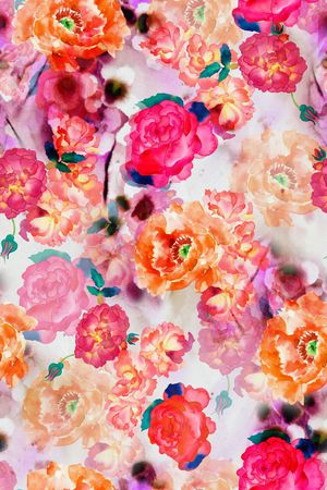 浪漫水彩花卉印花华亿平台图片