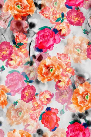 浪漫水彩花卉印花华亿平台图片