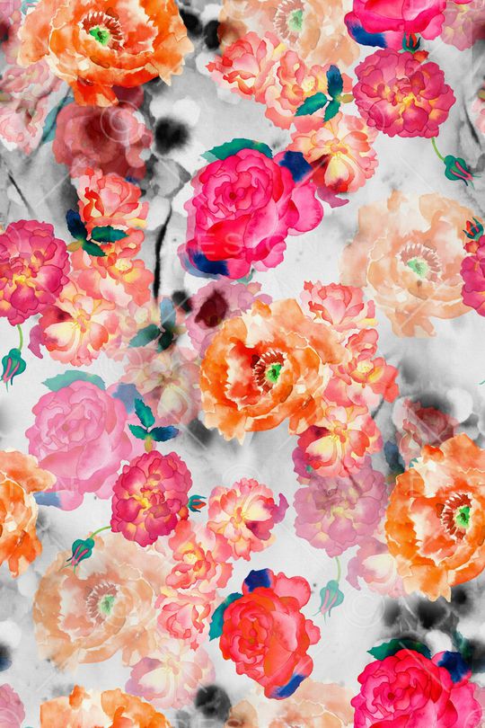 浪漫水彩花卉印花华亿平台图片