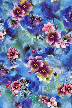 水彩花卉印花华亿平台图片