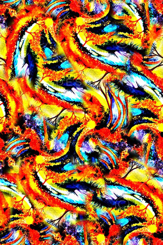 抽象手绘大头笔水彩画油画数码印花印花华亿平台图片