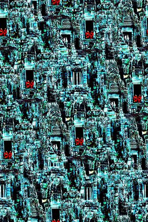 抽象手绘大头笔水彩画油画印度山石风景数码印花印花华亿平台图片