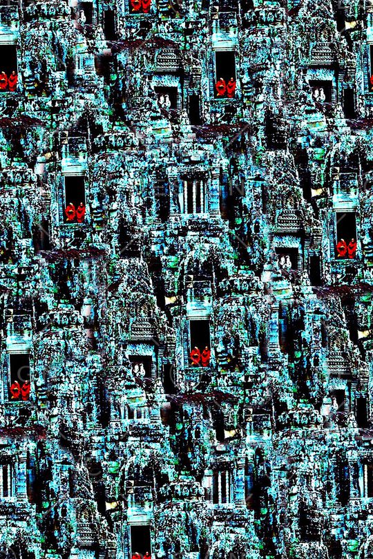 抽象手绘大头笔水彩画油画印度山石风景数码印花印花华亿平台图片