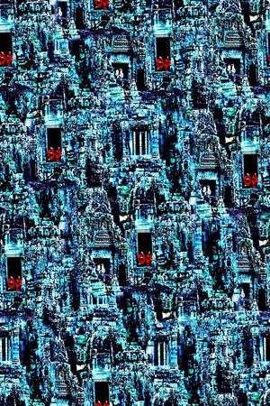 抽象手绘大头笔水彩画油画印度山石风景数码印花印花华亿平台图片