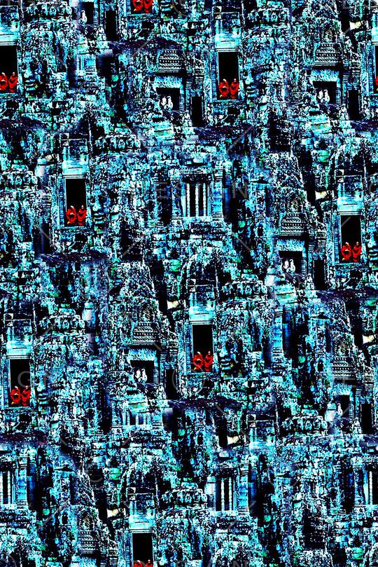 抽象手绘大头笔水彩画油画印度山石风景数码印花印花华亿平台图片