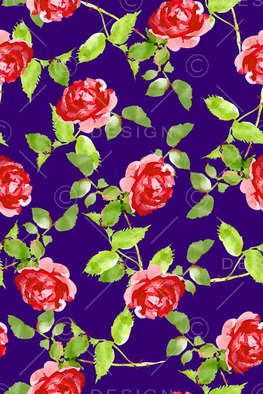 抽象手绘满版花卉印花华亿平台图片