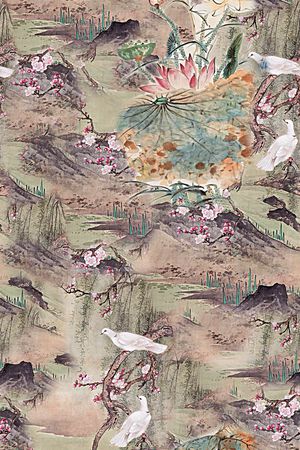 时尚抽象手绘彩绘中国风数码印花印花华亿平台图片