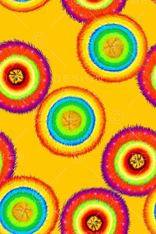 抽象手绘几何圆圈数码印花印花华亿平台图片