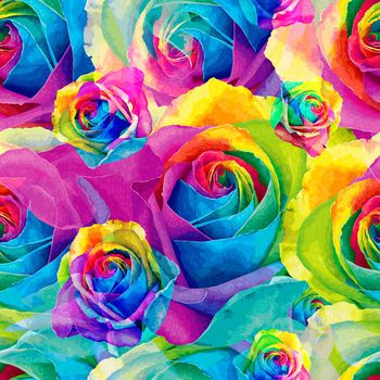 水彩花卉印花华亿平台图片