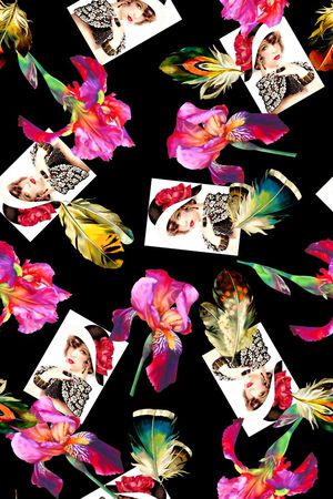 抽象手绘高清数码花卉印花华亿平台图片