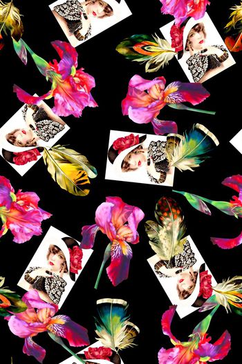 抽象手绘高清数码花卉印花华亿平台图片