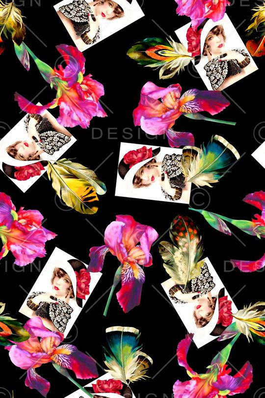 抽象手绘高清数码花卉印花华亿平台图片