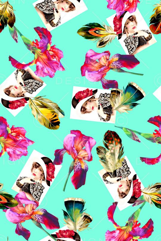 抽象手绘高清数码花卉印花华亿平台图片