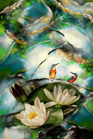 荷花印花华亿平台图片