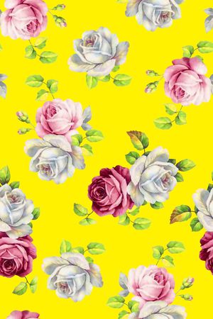 抽象手绘满版花卉印花华亿平台图片