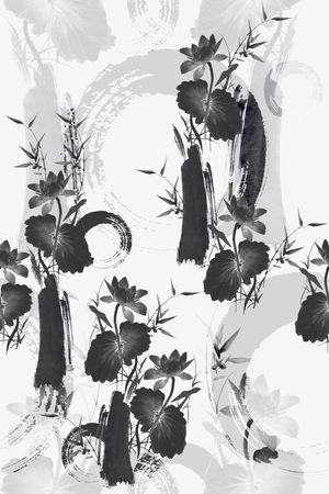 水墨画印花华亿平台图片