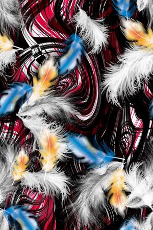 羽毛印花华亿平台图片