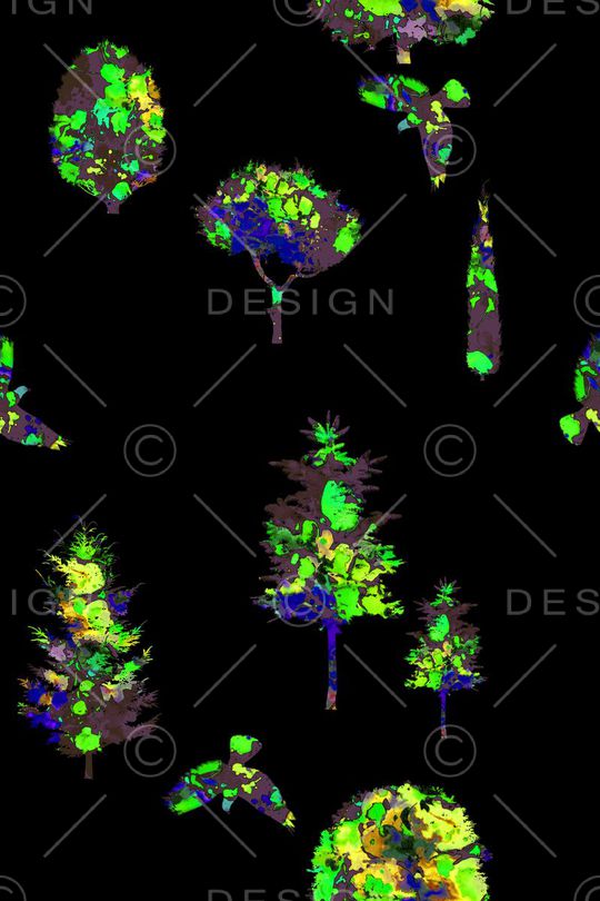 水彩树林印花华亿平台图片