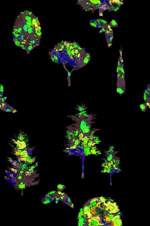 水彩树林印花华亿平台图片