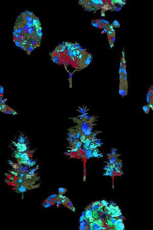 水彩树林印花华亿平台图片