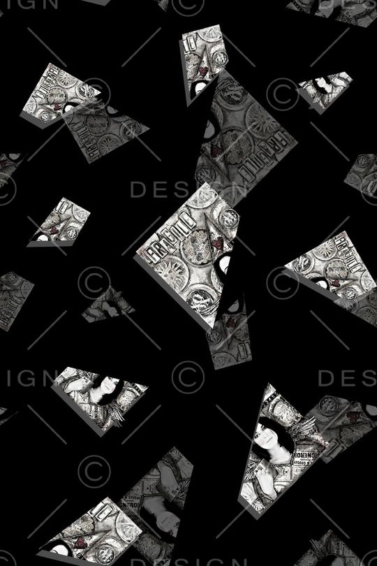 抽象几何拼块印花华亿平台图片